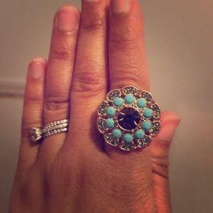 Glamorous purple and turquoise cocktail ring!